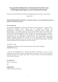 Dadurch kann sich der leser leichter orientieren. Pdf Der Gesetzliche Mindestlohn In Deutschland Einsichten Und Handlungsempfehlungen Aus Der Evaluationsforschung