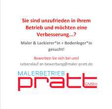Maybe you would like to learn more about one of these? Malerbetrieb Und Malerfachmarkt Pratt Gmbh Gesucht Maler Lackier In Bodenleger In M W D Was Wir Bieten Ein Angenehmes Betriebsklima Kollegiales Team Attraktives Gehalt Und Unbefristeten Arbeitsvertrag Einen