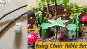 Miniature garden designs in flowerpots and fairy gardens in small containers are new trends in small container gardening that offer a fun way to create tiny realistic landscapes that reflect the atmosphere and charming beauty of real natural settings. Fairy Chair Table Set Diy Fairy Garden Accessory Miniature Garden Garden Decor 11 Youtube