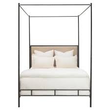 The dhp rosedale metal canopy queen bed is a sleek and modern bed with dramatic presence. Oly Studio Marco Hammered Bronze Leather Canopy Bed Queen Queen Kathy Kuo Home