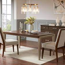 Trendy dark wood floor, brown floor and wallpaper dining room photo in san francisco with black walls. Madison Park Signature Vandyke Dark Brown Dining Table