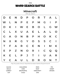 printable minecraft word search