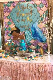Mermaid Baby Shower Backdrop In 2020 Mermaid Baby Shower Decorations Mermaid Baby Showers Mermaid Baby Shower Invitations
