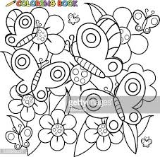 Coloring pages of butterflies and flowers. Coloring Book Page Butterflies And Flowers Clipart Image