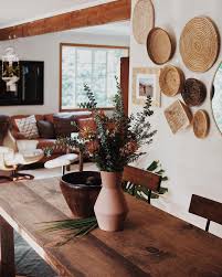 Beautiful Basket Wall In Boho Dining Room Diningroom Basketwall Boho Boho Dining Room Dining Wall Decor Farmhouse Dining Rooms Decor