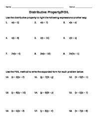 This worksheet is easily accessible and can be incorporated into any of your personal uses. Distributive Property Foil Worksheet 1 By Midwest Math Tpt