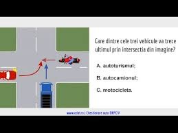 Care dintre autovehiculele din imagine au prioritate de trecere? Care Dintre Cele Trei Vehicule Va Trece Ultimul Prin Intersectia Din Imagine Youtube