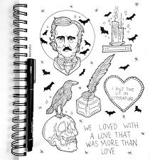 Edgar Allan Poe Tattoo Design Flash Sheet Artbylitzy Creepy Tattoos Halloween Tattoos Poe Tattoo
