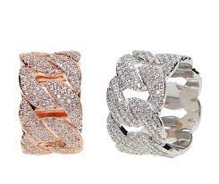 Cuban Link Ring Gold Tone Simulated Diamond Hip Hop Jewelry Cuban Link Ring Iced Out Hip Hop Bling Hip Hop Rings Big Rings