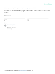 Writers In Between Languages: Minority Literatures in the Global Scene