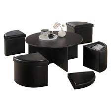 Carved circular coffee table with stool you will be charmed by the oriental design of this classic ming era chinese round table with four stools that fit perfectly under the table top. Oakland Living Round Coffee Table Set 4 Storage Stools Brown Set Of 5 Rona