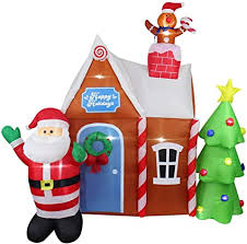Building a gingerbread house is part of many families' holiday traditions. Amazon Com Asteroutdoor 7ft Christmas Decorations Inflatable Gingerbread House With Santa Claus Blow Up Built In Led Outdoor Indoor Yard Lighted For Holiday Season Quick Air Blown 7 Foot High Garden Outdoor