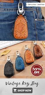 Vintage Genuine Leather Car Key Holder Key Bag Keychain Wallet For Men Women Car Key Holder Leather Car Key Holder Key Bag