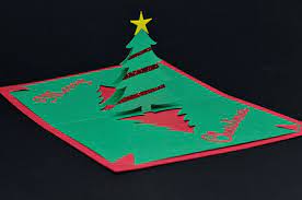 This craft project creates a santa claus figure that seems to pop out of a chimney when you open the card. Easy Christmas Tree Pop Up Card Template Creative Pop Up Cards Pop Up Christmas Cards Homemade Christmas Cards Pop Up Card Templates
