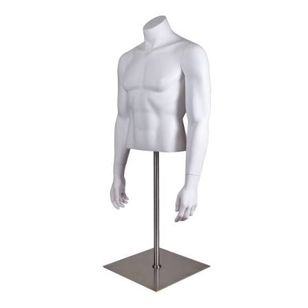 Male Upper Torso Display Form with Arms | Metal Base | Headless