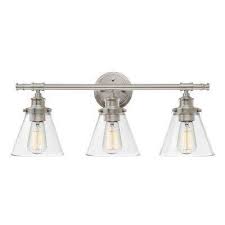 Globe Electric Parker 3 Light Brushed Nickel Vanity Light With Clear Glass Shades 51334 Vanity Lighting Brushed Nickel Lighting Bathroom Vanity Lighting