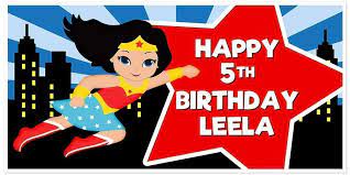A birthday present made for a special someone. Amazon Com Super Girl Wonder Woman Superhero Light Skin Birthday Banner Red And Blue Party Backdrop Decoration Handmade