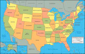 Change the color for all states in a group by clicking on it. United States Map And Satellite Image