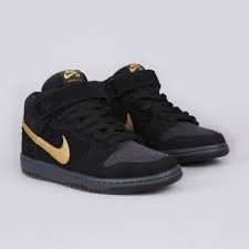 Black And Gold Nike Shoes High Tops Nike Sb X Dunk Mid Pro X Dark Obsidian Metallic Gold Nike Sb Dunks Nike Sb Nike Gold