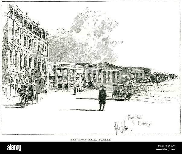 town hall 1873 Asiatic Society of Bombay Mumbai India Literary Society Sir James Mackintosh Stock Photo - Alamy