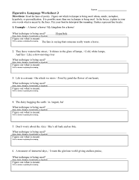 It is an address to someone or something that cannot answer. Figurative Language Worksheet 3 Reading Activity