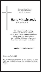 Find 2 traveler reviews, 2 candid photos, and prices for camping in st. Traueranzeigen Von Hans Mittelstaedt Trauer Im Vest