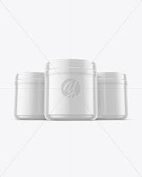 Matte Protein Jar Mockup W Shrink Sleeve In Jar Mockups On Yellow Images Object Mockups