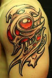 The black design is taken to the next level with careful grey shading. Tribal 3d Tattoo Tribal Tattoos Bull Tattoos Back Tattoo