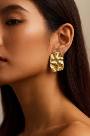 Large Gold Rectangle Earrings