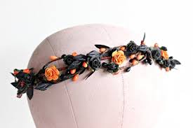 Black Floral Crown Halloween Floral Crown Black Flower Etsy Black Flower Crown Halloween Floral Lemon Flowers