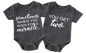 2pcs Infant Twins Baby Boys Girls Short Sleeve Letter Print Romper Bodysuit Summer Outfit Clothes 0 3 Months Charcoal Black Buy Online In India At Desertcart