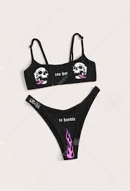 Women one piece high neck swimsuits mesh ruched monokini swimwear halter tummy control bathing suits retro. Sexy Cute Two Piece Set Woman Skellington Pattern Bikini Swimsuit Set Beach Swimsuit For Sale