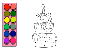 Place the bottom cake layer on a cake turntable. Coloring 3 Layer Cake Cake Drawing For Kids Cake Coloring Page For Kids Draw And Color Cake Youtube