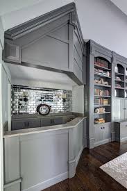 Burlap and tack backsplash | will craft 4 food. Mirrored Subway Tiles Transitional Den Library Office Buckingham Interiors