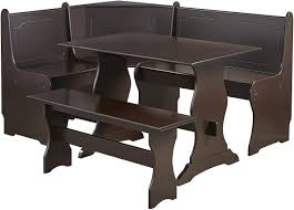 This classic corner design is perfect for any traditional or rustic home. 3 Pc Espresso Wooden Breakfast Nook Dining Set Corner Booth Bench Kitchen Table Ebay