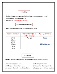 Defining relative clauses these describe the preceding noun in such a way to distinguish it from other nouns of the same class. Demo Lesson 1st Year Bac Relative Pronouns Based On The Consciousness Raising Approach Moroccoenglish