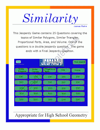 Geometry Smartboard Jeopardy Game Similarity Graphing Linear Inequalities High School Math Games Teaching Geometry