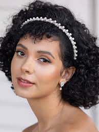 Amazon.com : SWEETV Pearl Bridal Headband Handmade Wedding Headbands for  Women Silver Rhinestone Hair Band Bridal Headpieces for Wedding Hair  Jewelry ...