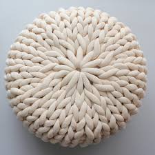 Pouf knitting pattern worked from side to side. Pouf Chunky Knit Cotton Handmade Wordwide Shipping