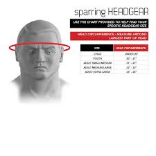 size chart sparring headgear century martial arts