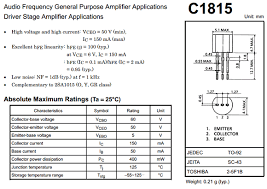 The pinout of the transistor is shown below. C1815 Transistor Datasheet Vcbo 60v Npn Toshiba Datasheetgo Com
