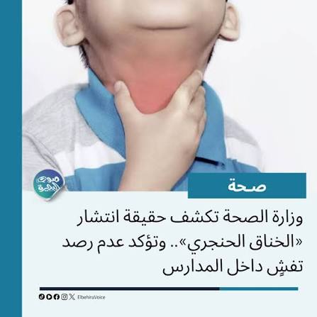 MontahaNews | ‎🚨 الصحة تحسم الجدل حول الخناق الحنجري لدى الأطفال.. لا تفشٍ داخل المدارس أو الحضانات.. أكدت وزارة الصحة والسكان أن الخناق الحنجري ليس...‎ | Instagram