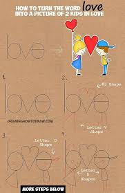 Kid friendly fun mindfulness/wellbeing activity! How To Draw Cartoon Kids In Love From The Word Love In This Easy Words Cartoon Drawing Tutorial For Kids How To Draw Step By Step Drawing Tutorials Word Drawings