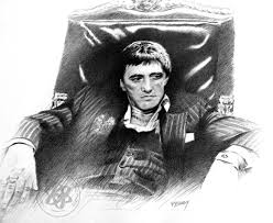 Black And White Scarface Sketch Al Pacino As Tony Montana In Scarface Al Pacino Caricature Scarface