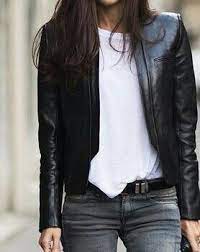 Slimming Black Leather Jacket Fashion Clothes Casual