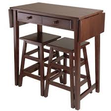 Winsome Mercer 3 Piece Double Drop Leaf Small Table Set With Nesting Stools Kitchen Table Settings Small Kitchen Table Sets Small Kitchen Tables