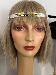 Fascia per capelli vintage anni '60 • Fascia per capelli in stile nativo  americano • Fascia per capelli BoHo Hippie con perline • Fascia per capelli  autentica anni '60
