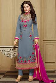 Black And Pink Combination Salwar Suit Gray And Pink Georgette Straight Suit Nikvik Usa Designer Australia Canada Freeshipping Greykamiz Pakistan Stylish Dresses Fashion Indian Dresses