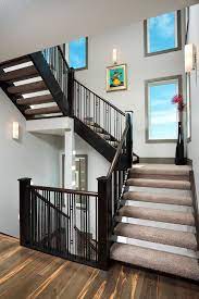 Staircase Spindles Staircase Contemporary With Artwork Carpet Staircase Clerestory Dark Wood Lan Staircase Contemporary Contemporary Staircase Carpet Staircase