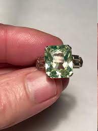 All the elements, compounds, phenomenons. Art Deco 14k White Gold Uranium Glass Solitaire Ring Etsy